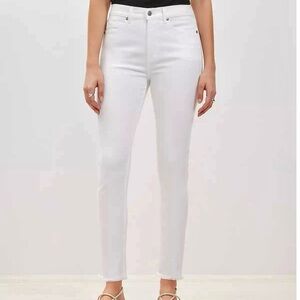 LOFT Jeans Womens 28/6 White Skinny Crop Curvy Frayed Hem High Rise Denim Pants